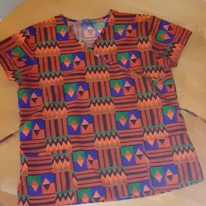 Orange African print scrubs